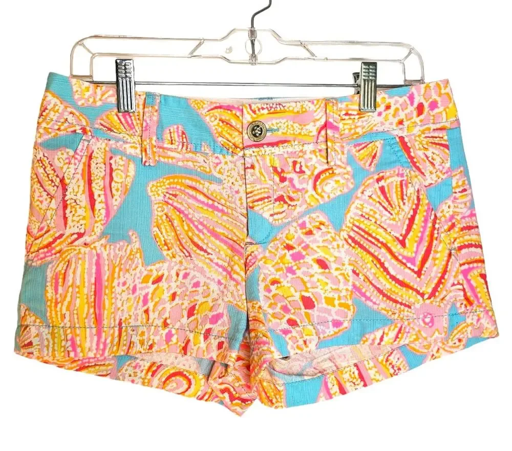 Lilly Pulitzer The Walsh Pink, Blue, & Orange Summer Short in Lenore Print